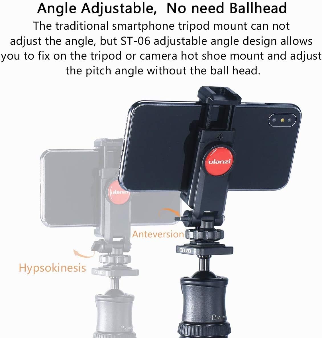 ULANZI ST-06 Camera Hot Shoe Phone Holder Flexible Phone Tripod Mount Adapter w Cold Shoe Mount for Microphone LED Light for DJI Ronin SC iPhone Samsung Canon Nikon DSLR Photography - Image 3
