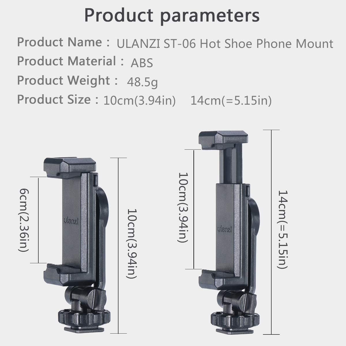 ULANZI ST-06 Camera Hot Shoe Phone Holder Flexible Phone Tripod Mount Adapter w Cold Shoe Mount for Microphone LED Light for DJI Ronin SC iPhone Samsung Canon Nikon DSLR Photography - Image 8