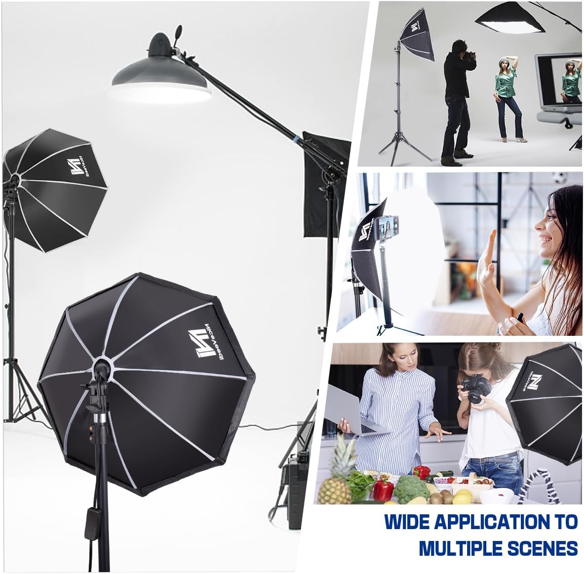 Softbox Photography Lighting Kit, NiceVeedi 20" Softbox Lighting Kit with 5400K 650W Equivalen LED Bulbs & 63" Tripod Stand, Studio Light Kit for Photography Portraits Advertise Shooting, Video Record - Image 7